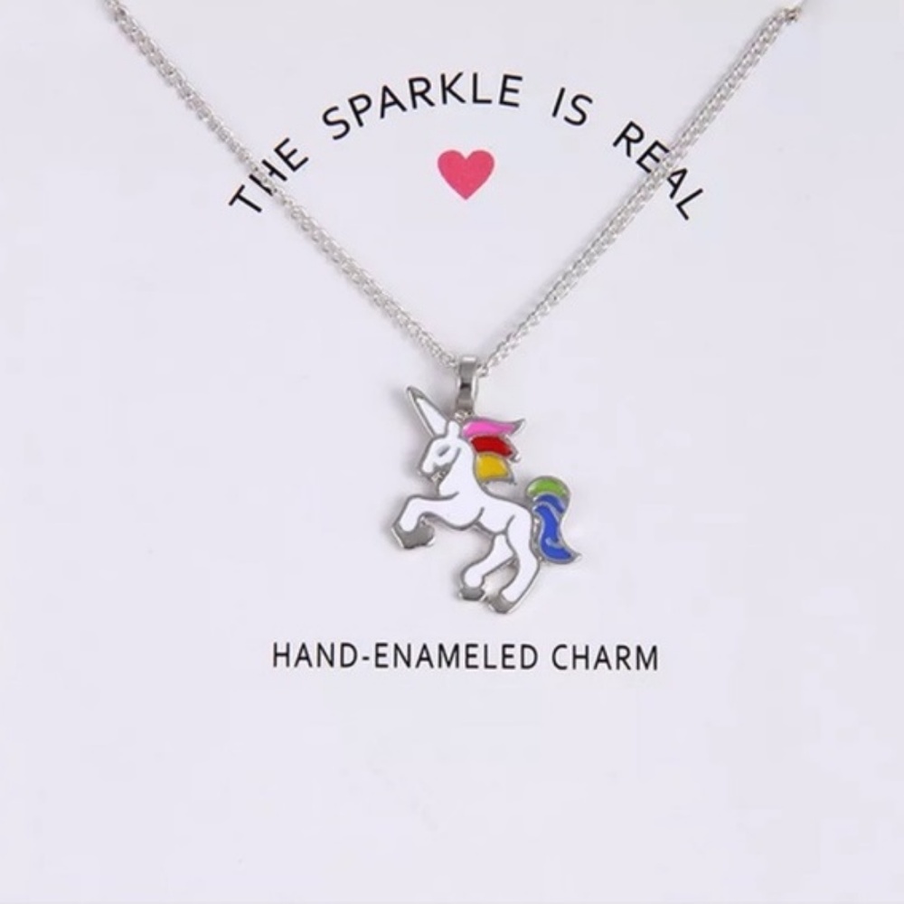 Rainbow Unicorn Necklace, Gold & Silver Available - Picture 1 of 4